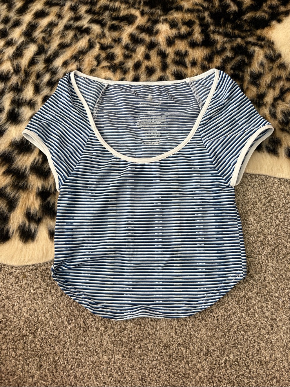 FP Movement by Free People Blue and White Striped Scoop Neck Tee